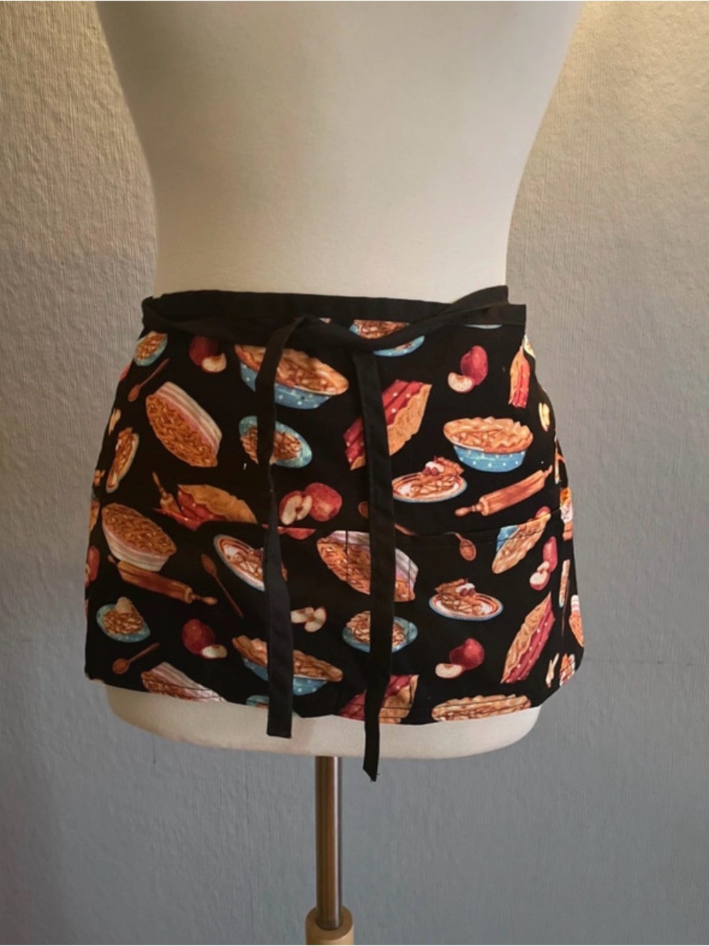 New Retro Pie Print Waist Tie Waitress Apron